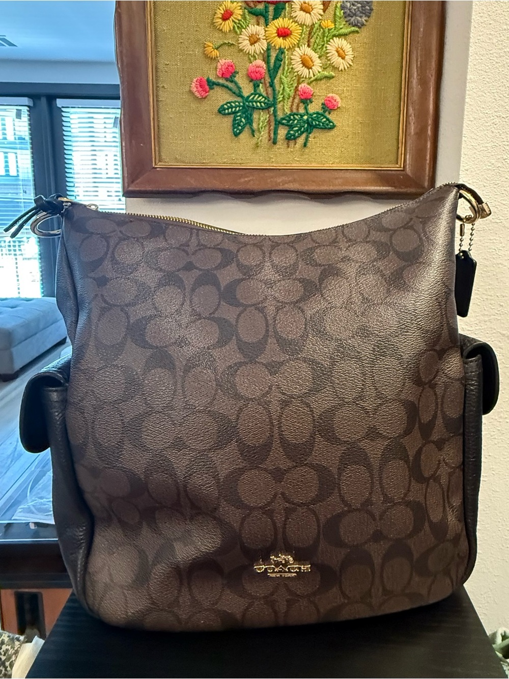 Coach Brown Signature Canvas Shoulder Bag